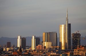 Italy, Milan, Porta Nuoava, Modern skyscrapers and Unicredit tower