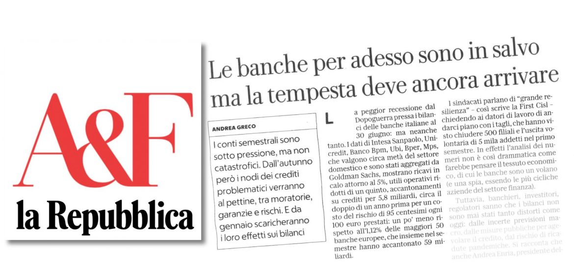 Covid, come stanno le banche italiane tra studio First Cisl e analisi di Repubblica