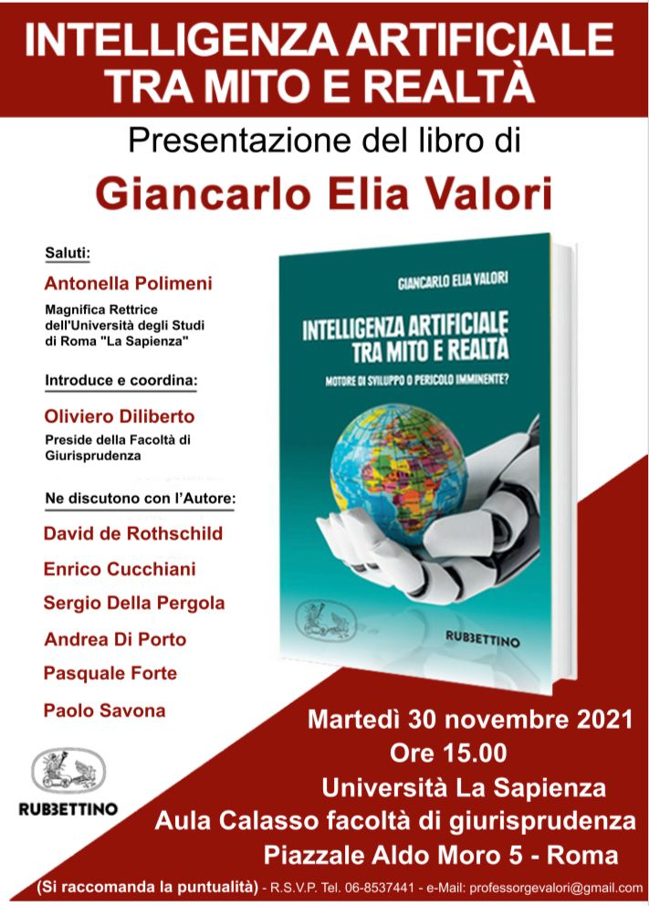 Giancarlo Elia Valori presenta il libro “Intelligenza Artificiale tra mito e Realtà” all’Università La Sapienza