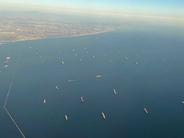 This satellite video shows how cargo-ship backlogs in Southern California ports surged from 0 to 100 in 2 years