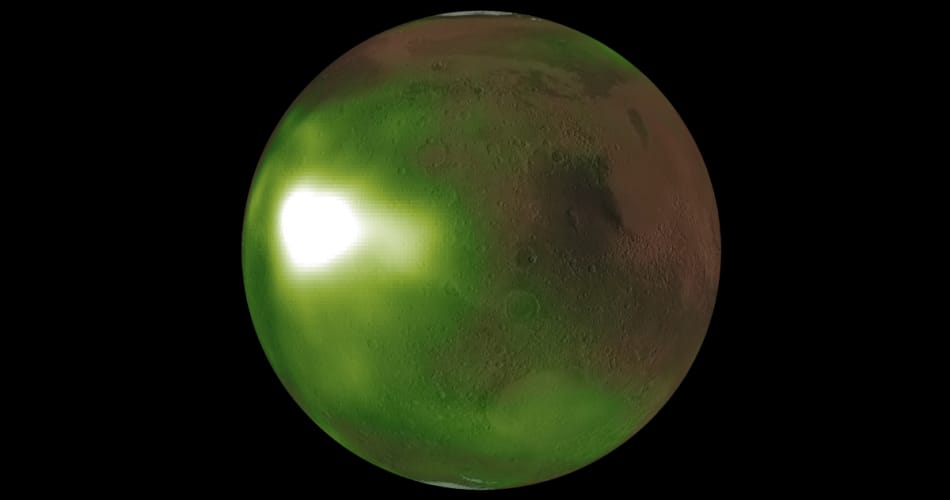 A “strange” green glow pulses on Mars