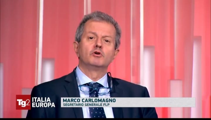 Marco Carlomagno segretario generale della Flp ospite al Tg2 Italia Europa
